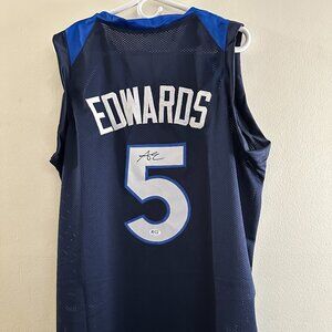 ANTHONY EDWARDS SIGNED MINNESOTA TIMBERWOLVES AUTOGRAPHED CUSTM JERSEY COA XL881